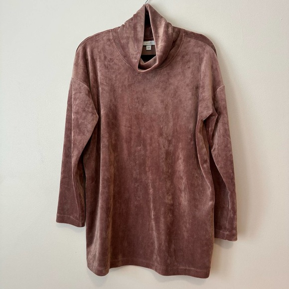 J. Jill PureJill Medium‎ Mauve Pink Turtleneck Plush Tunic Sweatshirt - Picture 1 of 4